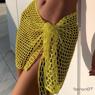 Váy đi biển nữ Váy che đậy Váy dệt kim Mini mùa hè rỗng cho kỳ nghỉ bên bờ biển