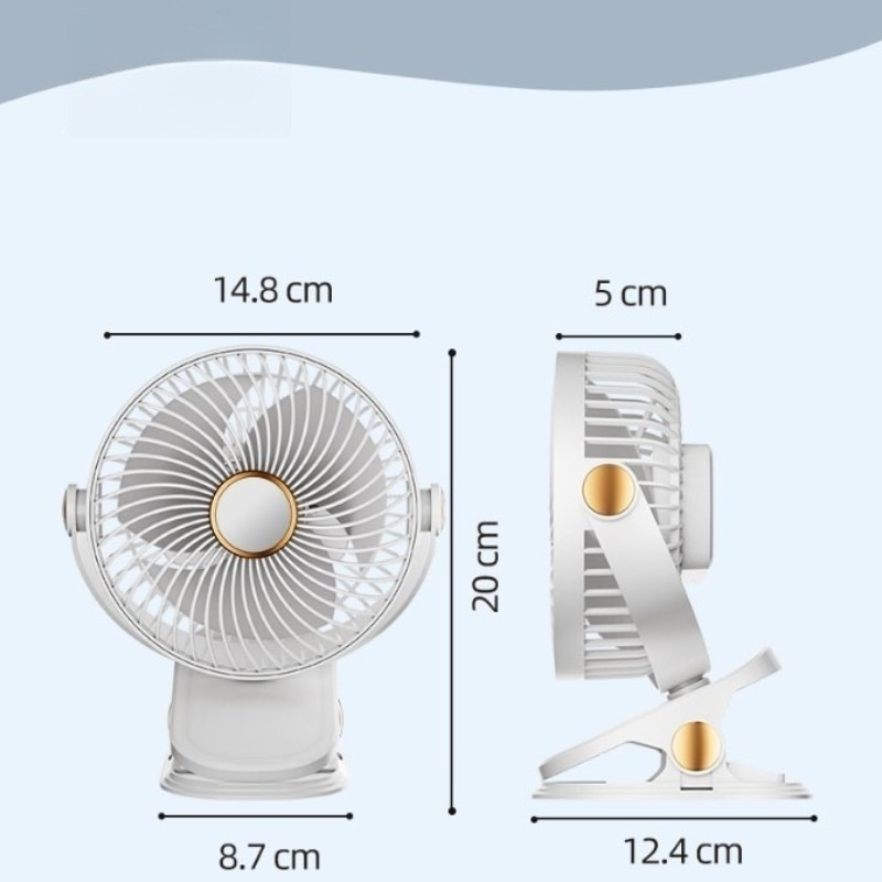 Quạt Mini Kẹp Bàn Thông Minh - Gió Mạnh, Giảm Tiếng Ồn, Sử Dụng Lâu, Đèn LED Ban Đêm, Góc Điều Chỉnh