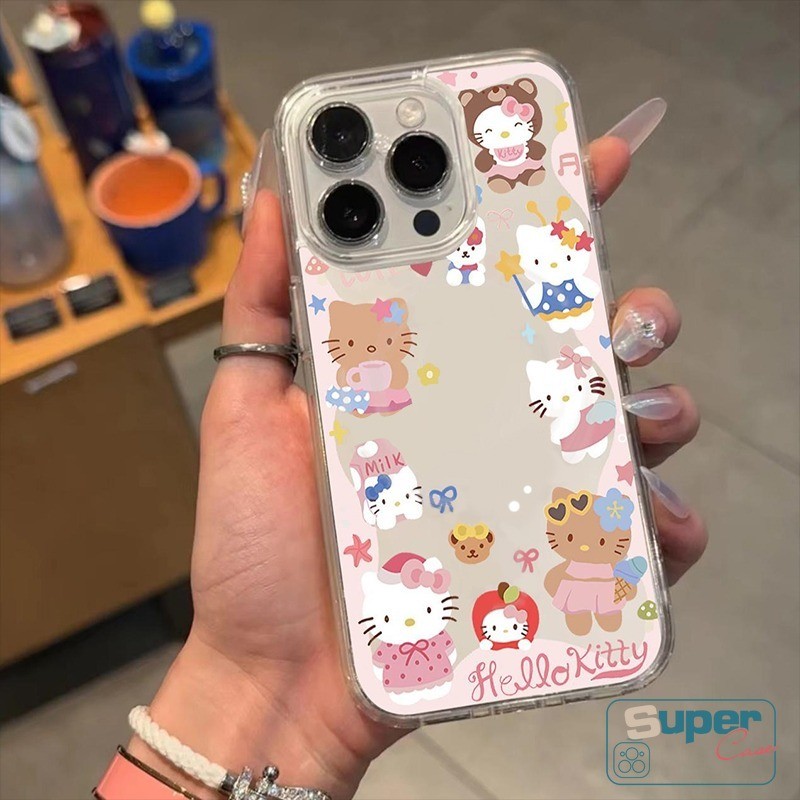 Dành Cho Redmi 9A 13C 14C 12 A2 10A 10 13 12C 9 9T 90 NFC A1 10C A3 Note 13 9 8 10 11 10s 11s 12 Pro POCO M3 C61 Cặp Đôi Hoạt Hình Đáng Yêu Hello Kitty Thời Trang Giá Đỡ Trong Suốt Mềm Mại Bao da