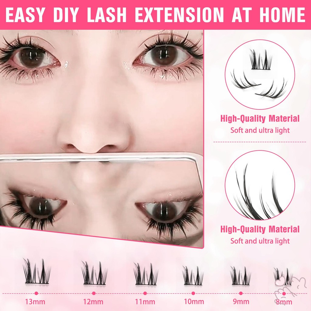 C Curl 8-13mm Cụm mi Cosplay tự nhiên Lông mi giả