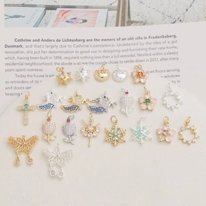 Mặt dây chuyền 14K dát Zircon Vòng hoa bướm năm cánh hoa
