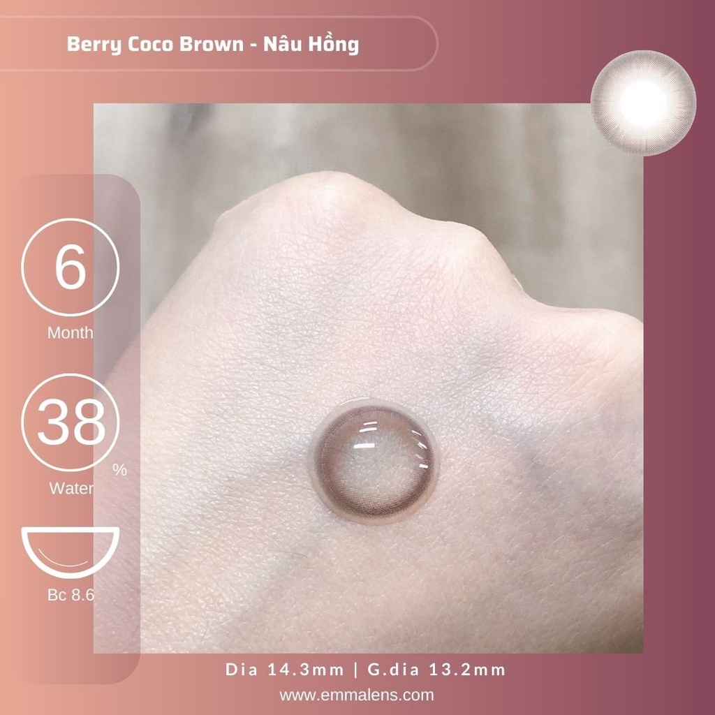 Kính áp tròng Berry Coco | Lens nâu hồng áp tròng | Emma Lens
