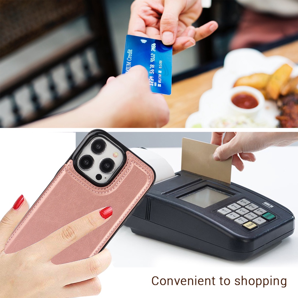 Ốp Điện Thoại Da PU Lật Cho IPhone 13 12 Mini 16 15 14 Plus 11 Pro Max XS Ví Có Giá Đỡ Thẻ Vỏ Chống Sốc