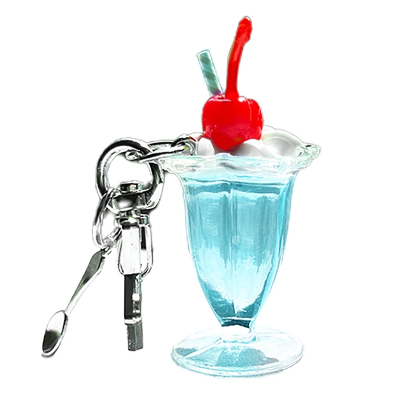 King Móc Khóa Hình Ly Kem / cherry Dễ Thương Dùng Trang Trí Túi Xách / Xe Hơi