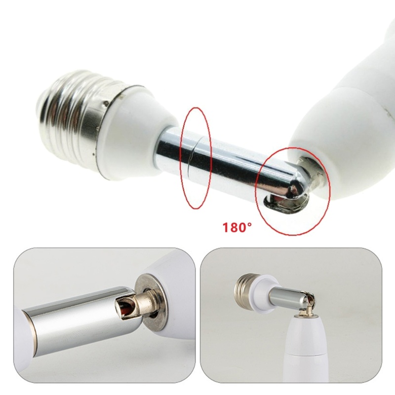 Redbaiaa1 E26 E27 đến E26 E27 Ổ cắm mở rộng 180 độ Ổ cắm bóng đèn có thể uốn cong