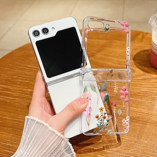 Ốp Điện Thoại PC Cứng Trong Suốt Nắp Gập In Họa Tiết Hoa Cho Samsung Galaxy Z Flip 5 Flip 4 Flip 3 Samsung Z Flip5 Flip4 Flip3