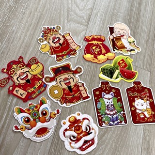 MEOWU Set 10 Tag Giấy Treo Trang Trí Tết 2026 Dây Treo Chữ Liễn Con Lân Thần Tài