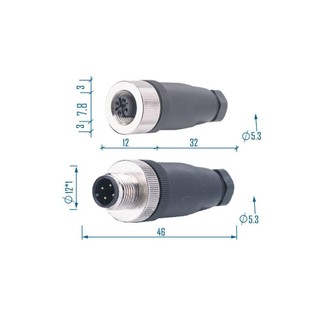 Đầu cảm biến SOULSPACE M12 4-5-8 chân, phích cắm hàng không, bộ chuyển đổi nguồn thẳng, khớp nối ren vít