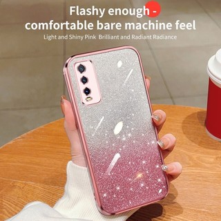Ốp lưng vivo y12s V2026 V2033 V2042 y11s V2037 V2065 Vỏ bột lấp lánh gradient đầy màu sắc mạ điện Vỏ mềm trong suốt chống rơi vỏ điện thoại