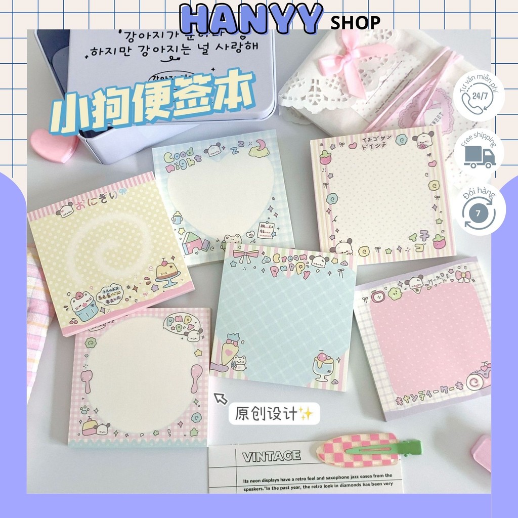 Tệp 50 Tờ Giấy Note PUPPY Vuông KHÔNG KEO Cute - Hanyyshop | Shopee ...