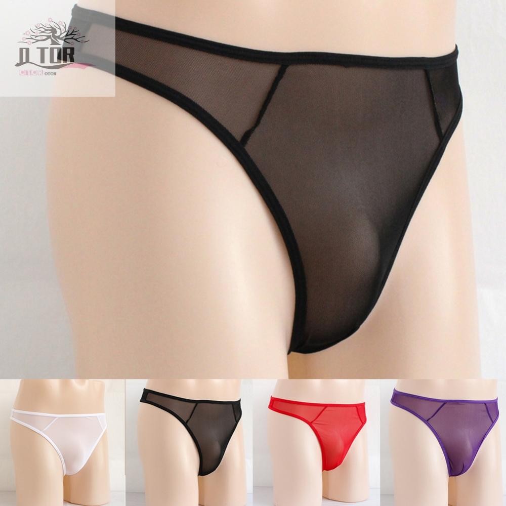 Quần lót nam Sheer Mesh Thong dành cho nam T Back Low Rise Briefs có thiết kế túi