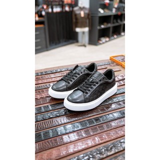 Giày thể thao nam cao cấp FTT Leather, Giày sneaker da bò nam êm chân đế bằng chống trượt GTF001BL