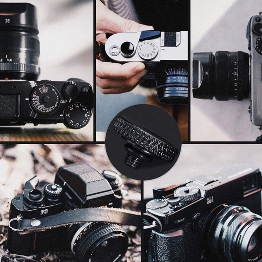 Nút chụp YRBWD, nhả màn trập tiện dụng lõm, Vòng cao su mềm bằng đồng bền cho máy ảnh Fujifilm / Leica / Nikon / DSLR