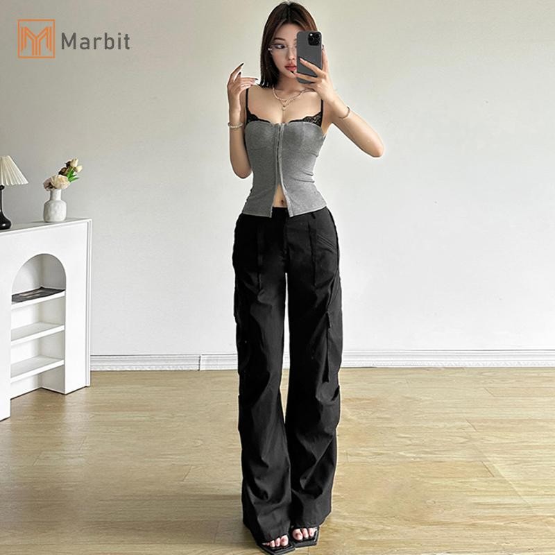 Marbit Mùa Hè Nữ Đường Phố Thời Trang Ren Chắp Vá Ngực Không Tay Skinny Camisole Mới