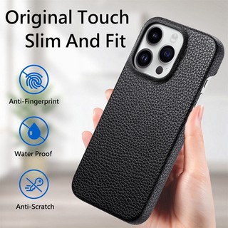 [JLK] Luxury Litchi Grain Leather Case for iPhone 14 13 Pro Max iphone14 Plus Slim Phone Back Cover