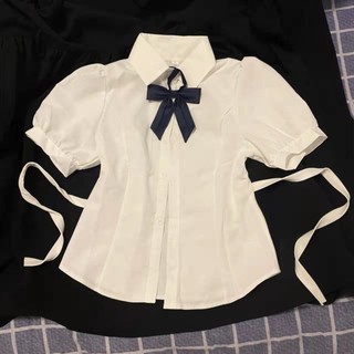 Áo sơ mi nữ ngắn tay dáng ôm thời trang mùa Preppy buộc dây JK