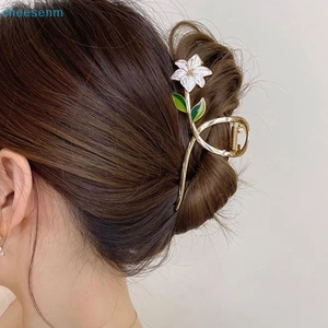 Kẹp Tóc Dạng Móng Vuốt Đính Hoa lily cheenm lily Cho Nữ