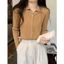 SUXI Áo sweater Dệt Kim Tay Dài Cổ polo Phối Nút Thời Trang Mùa Thu Cho Nữ