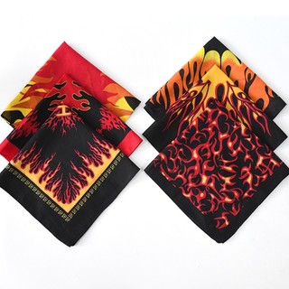 HIK 21 Lửa Bandana Đầu Khăn Cho Nữ Co Giãn Vuông Turban Đầu Khăn Punk Nhẹ Đầu Quấn Mũ