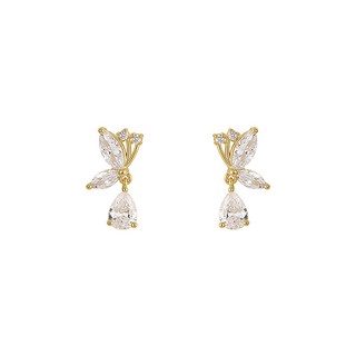 Mới Bông Tai Hình Giọt Nước Đính Đá zircon Phong Cách Hàn Quốc