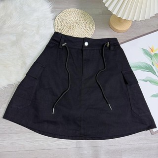 Chân váy kaki thời trang năng động bigsize nữ dáng chữ A ngắn có túi trang trí 2 bên dây rút phong cách đơn giãn CV18