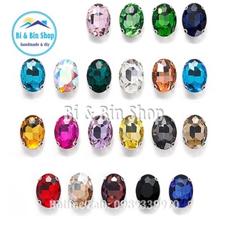 10 Viên Đá Đế Oval 10x14mm Pha Lê Đính Kết Trang Phục Thời Trang, Trang Trí Vương Miện