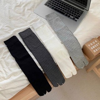 Tất hai ngón mềm mại FEASTLY, Tất xẻ ngón chân chất lượng cao, Tất Tabi Cotton sọc thoải mái cho nữ