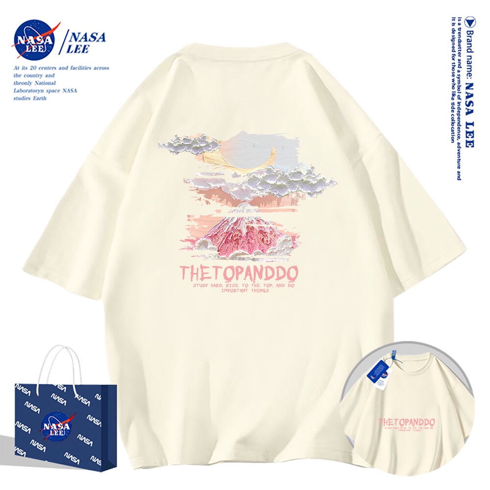 Nasa Áo Thun Khớp Ngắn Tay Nam Nữ Xu Hướng Hè 2024 Phong Cách Mới Rời Cặp Đôi Nửa Tay áo thun nam nữ