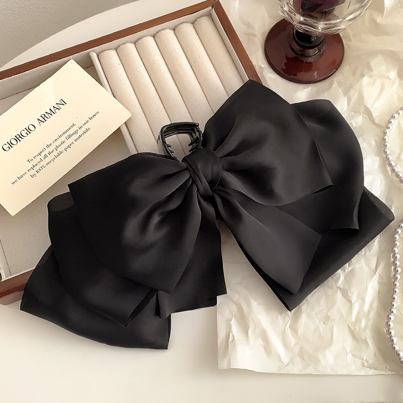 Kẹp tóc cao cấp phong cách Hàn Quốc, màu đen với nơ lớn, trendy
