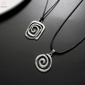 Mặt dây chuyền xoắn ốc cổ điển Vòng cổ dây da dệt tay dành cho nữ Unisex Boho Vòng cổ xoắn ốc Trang sức thời trang Mới