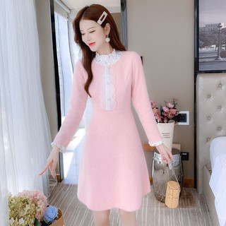 Đầm Mùa Thu Pháp Màu Hồng Kiểu Mới Cho Nữ
