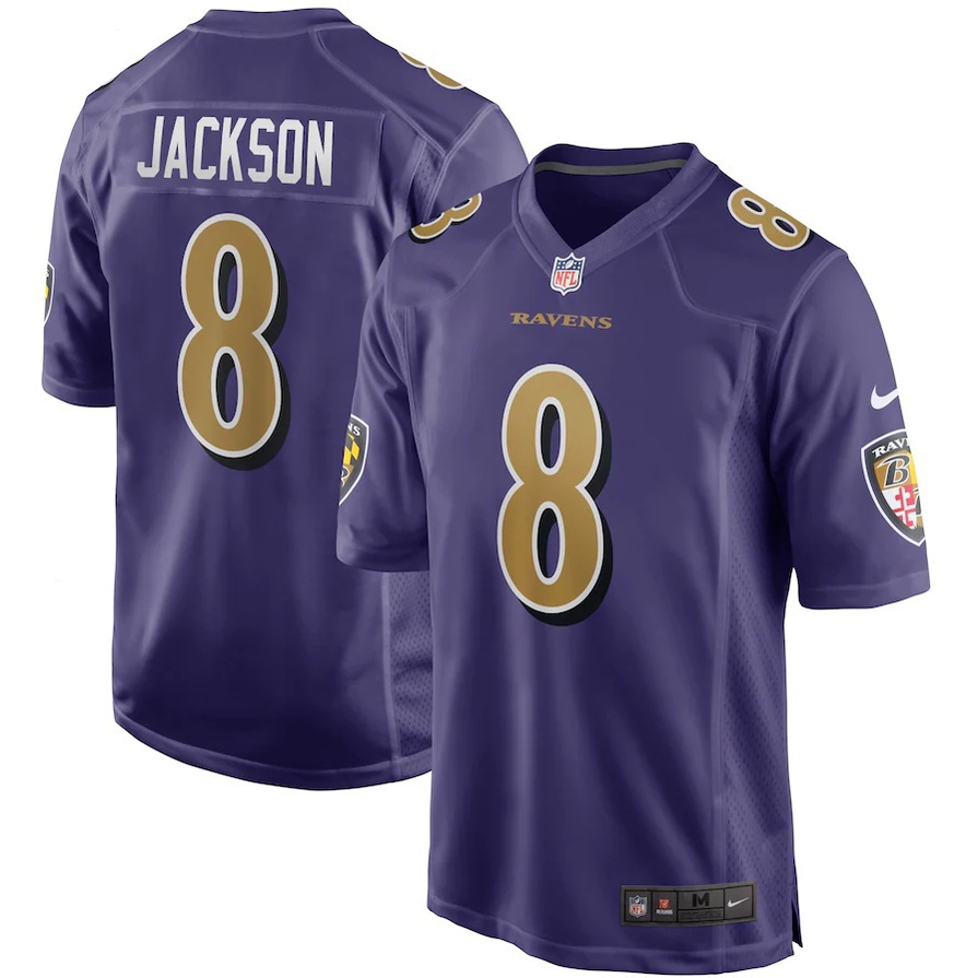 Bóng bầu dục Mỹ Nfl Baltimore Crow Lamar Jackson nam No. 8 Jerseytttyyy ...