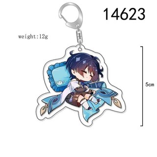 Móc khóa Genshin Impact Ngủ 2 mặt nhựa mica, móc chìa khoá Acrylic anime manga vũ khí mô hình nhân vật game dễ thương