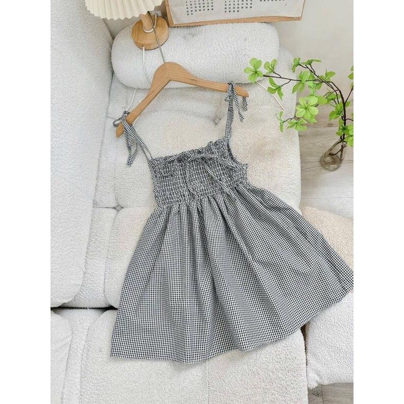 Áo hai dây sọc thổ cẩm , áo hai dây cột nơ chất linen mát thiết kế mocking nhún ôm dáng phối nơ điệu đà-A345