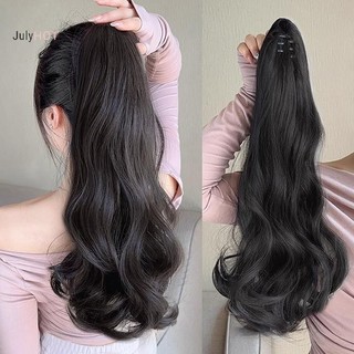 Julyhot Dây buộc tóc xoăn dài tổng hợp với kẹp đuôi ngựa Tóc giả xoăn Lông đuôi ngựa giả Massivedeals
