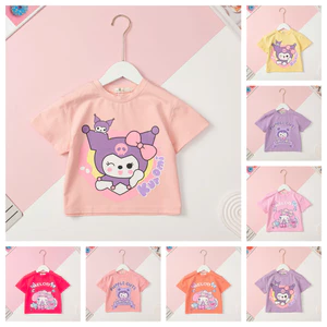 Áo cotton mùa hè LITIBABY bé gái in hoạt hình kuromi size 2 đến 8 tuổi