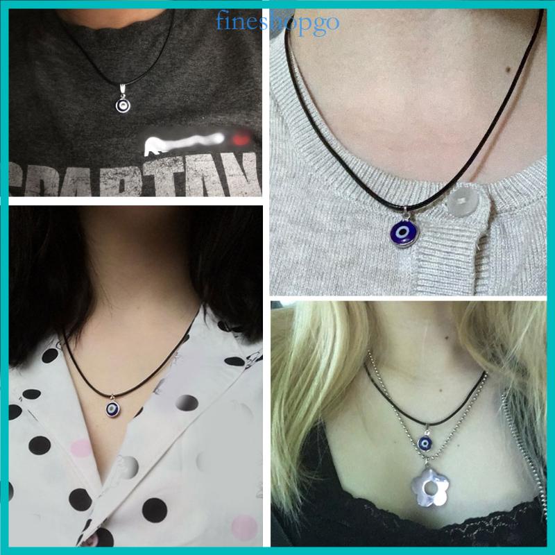 Vòng cổ Da Mặt Hình Con Mắt Quỷ May Mắn Đơn Giản Thời Trang Cho Nữ