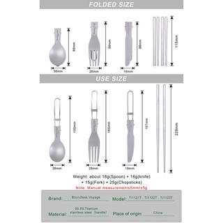 Bộ Muỗng Nĩa Đũa Siêu Nhẹ Bằng Titan ti1121t-23t