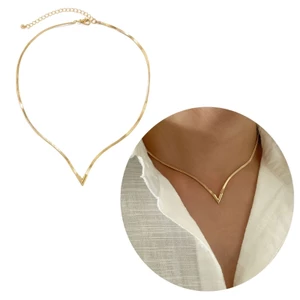 Vòng cổ chuỗi rắn phẳng hình chữ V BTF dành cho nữ Vòng cổ Chocker xương đòn cổ điển
