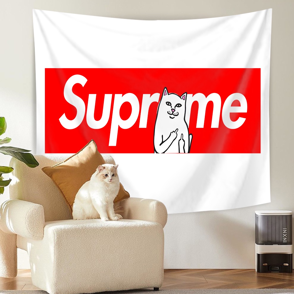 Tấm Thảm Treo Tường Trang Trí Phòng Ngủ In logo supreme Kèm Kẹp Tiện Dụng