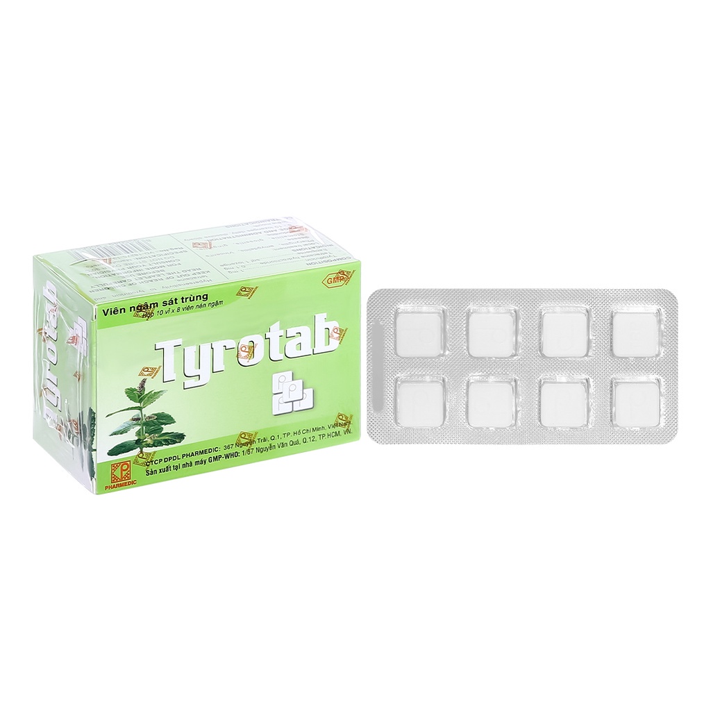 Viên ngậm ho, sát trùng họng Tyrotab hộp 24 viên và vỉ 8 viên | Shopee ...