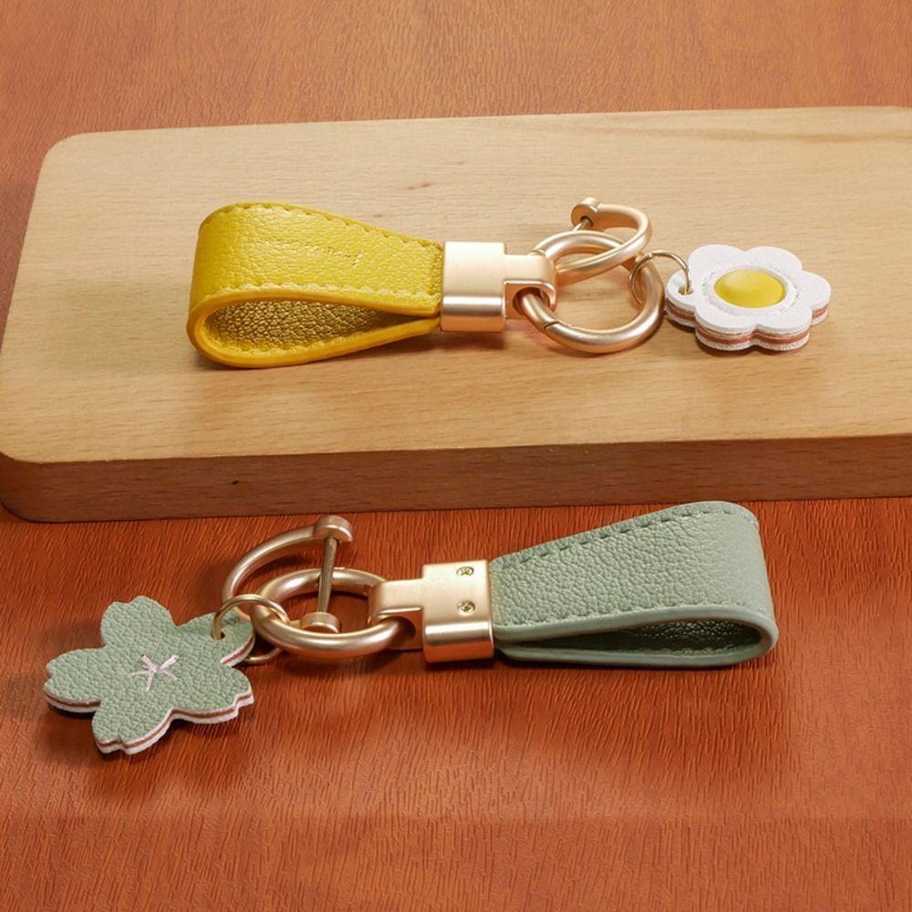 FANIELLAPOWELL Móc khóa xe hơi, Quà tặng Metel Da hoa Móc chìa khóa ô tô, Da chất lượng cao Trang trí chìa khóa ô tô