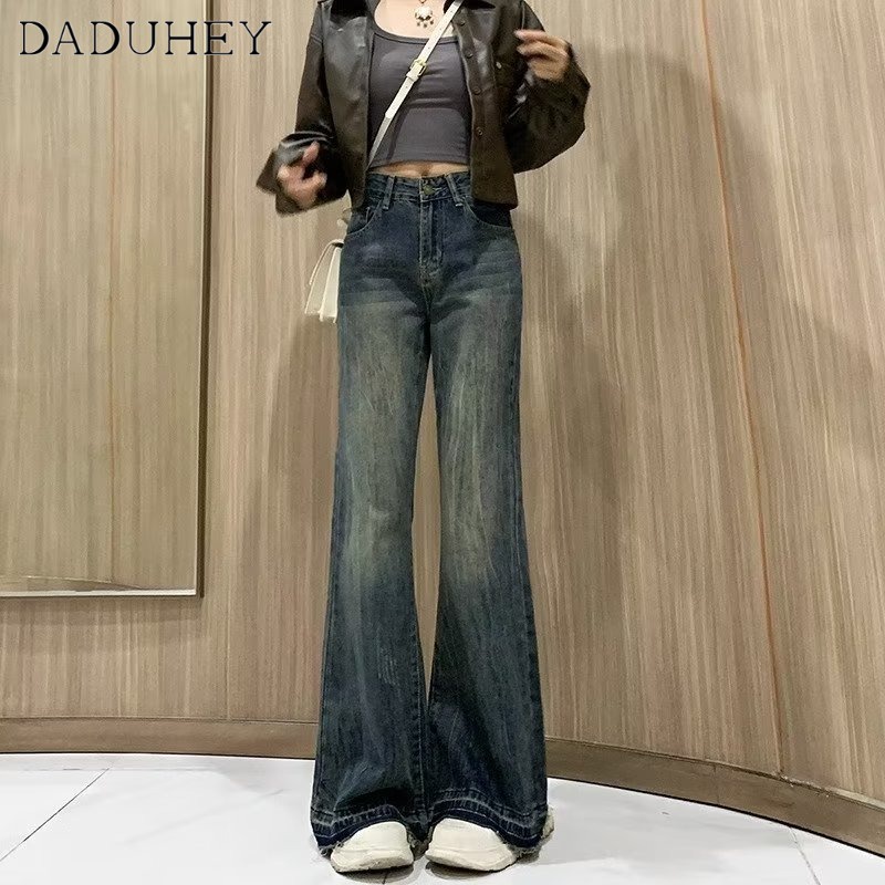 Ảnh Quần jeans DADUHEY ống loe dáng rộng lưng cao phong cách đường phố Mỹ cao cấp cỡ lớn 2