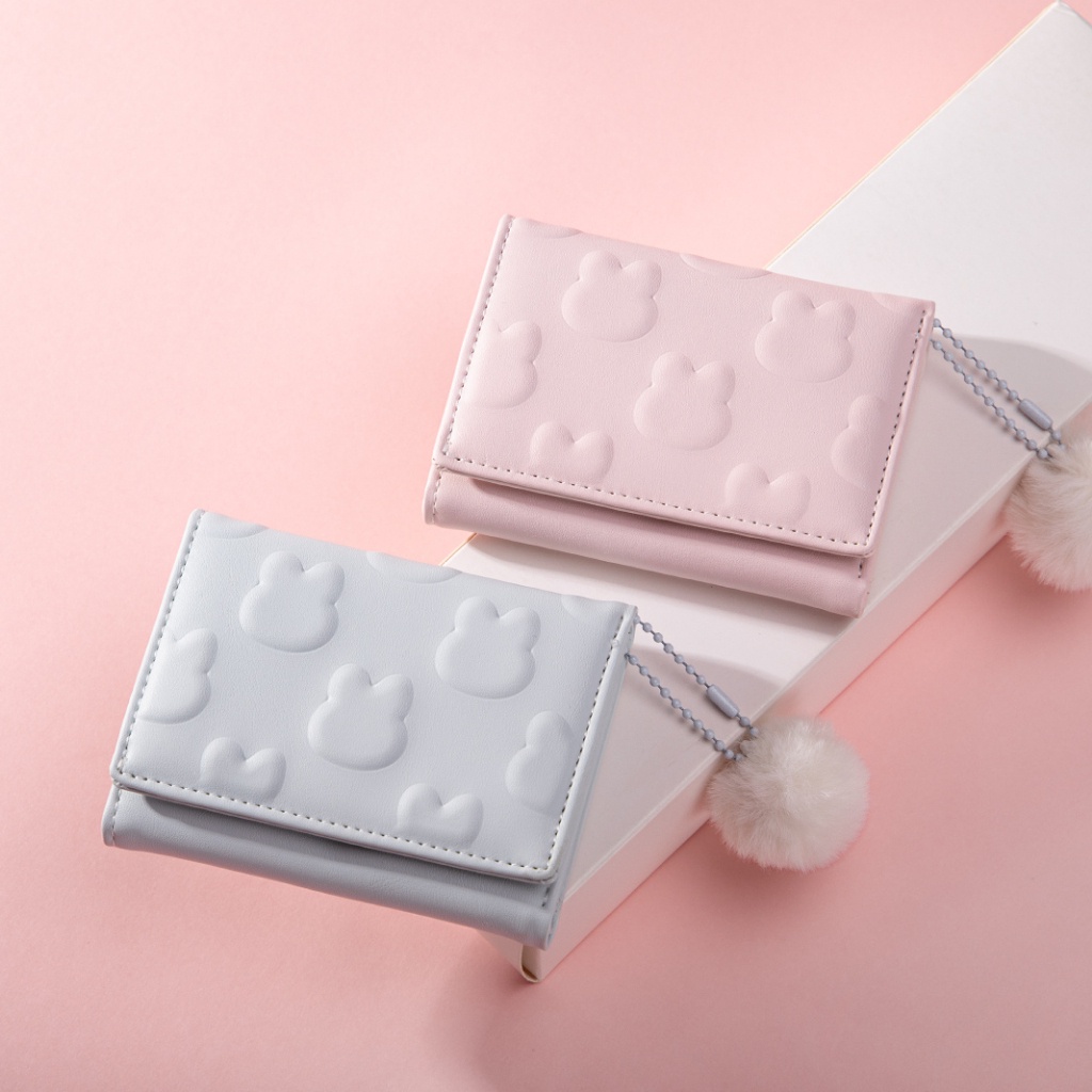 Ví Ngắn Nhỏ 30% Thiết Kế Hình Thỏ Dễ Thương Phong Cách Hàn Quốc