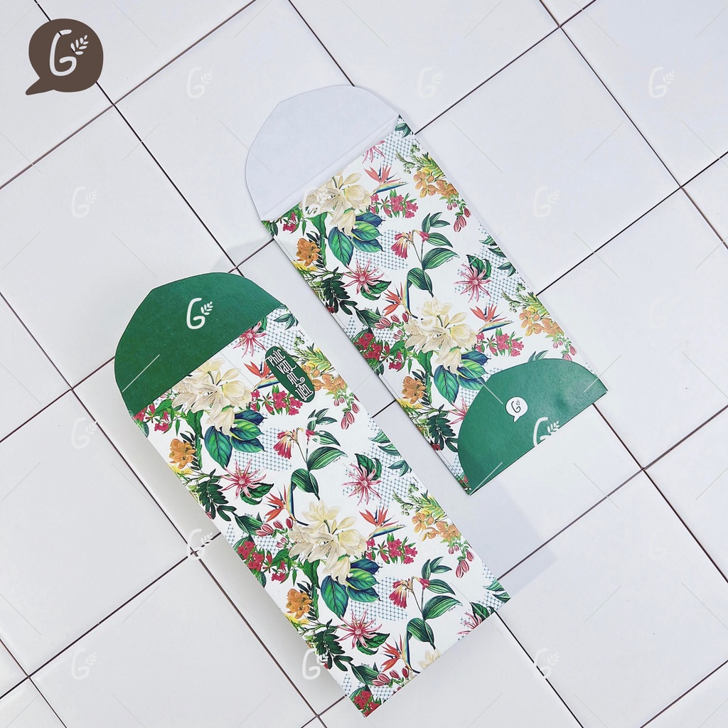 Bao lì xì tết 2025 cao cấp của Gác Xép chất liệu Krafthọa tiết hoa văn vintage - Mã GX027