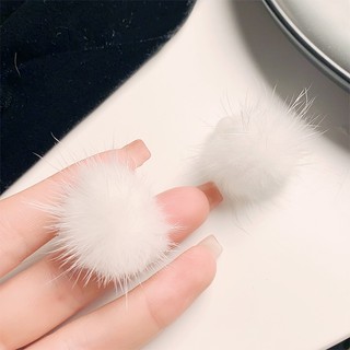 Niche Bông Tai Lông Chồn Sang Trọng Phong Cách Hàn Quốc
