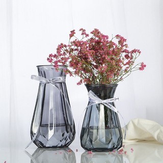 Lọ hoa thuỷ tinh đa giác  kèm nơ bình hoa cao cấp cổ nhỏ decor xinh xắn trang trí phòng khách bàn làm việc Bunnies