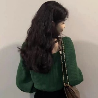 Áo sweater Dệt Kim Cổ Vuông Tay Phồng Thời Trang Cho Nữ