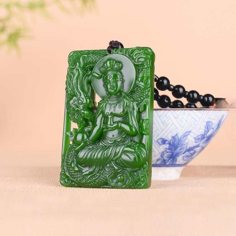 Spinner Mặt Dây Chuyền Hình Rồng Màu Xanh Lá Cây Dễ Phối Đồ Thời Trang yulong guanyin