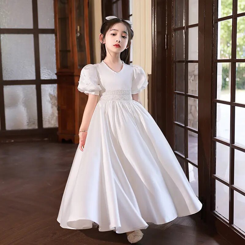 váy công chúa cho bé gái , váy cho bé gái trắng tùng dài  tay bồng 8-47kg  ( mã 010 )
